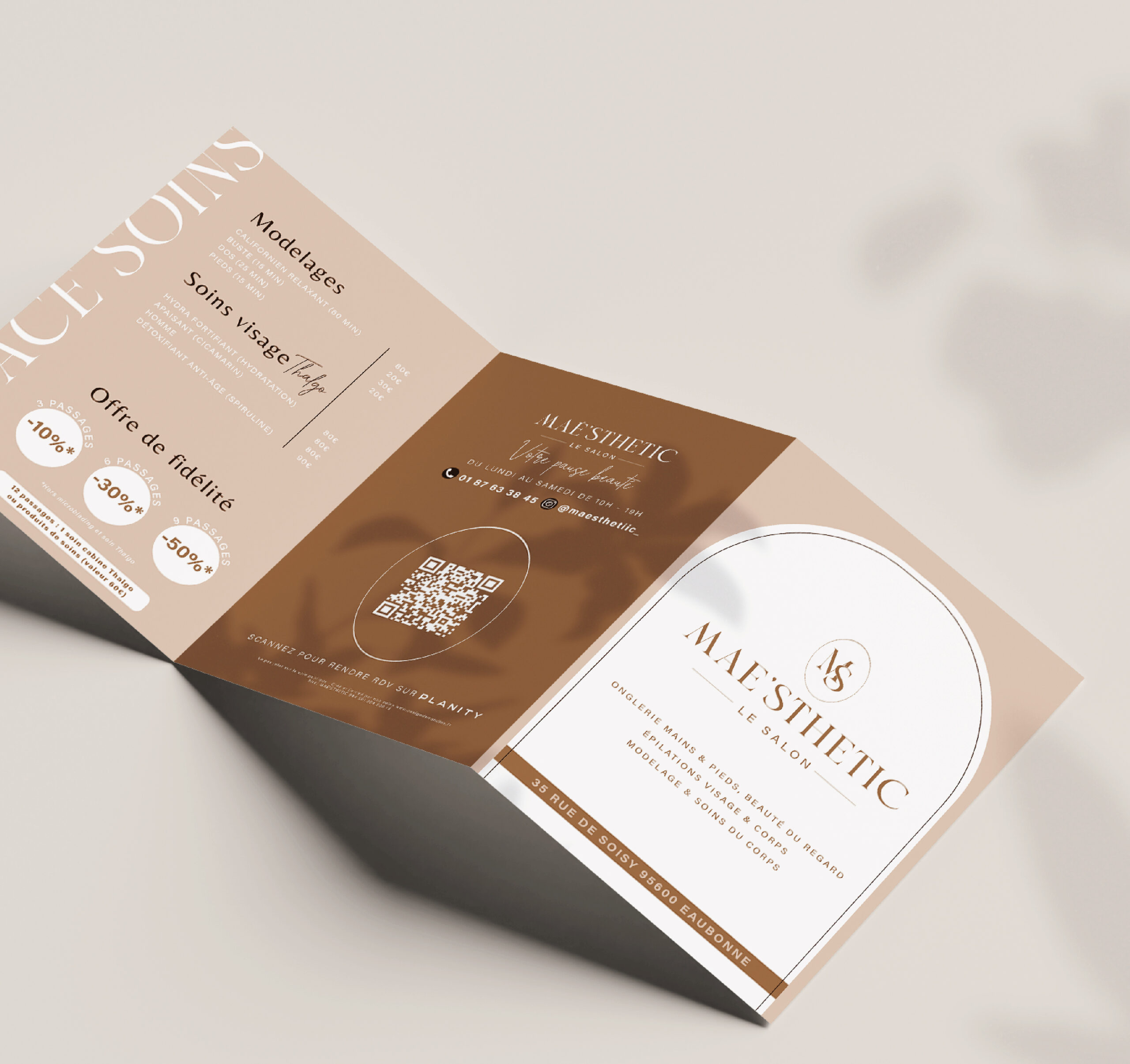 dépliant tarifaire institut de beauté